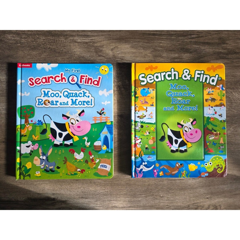 Search & Find: Moo Quack Roar and More! 2 Board Books Children Toddlers